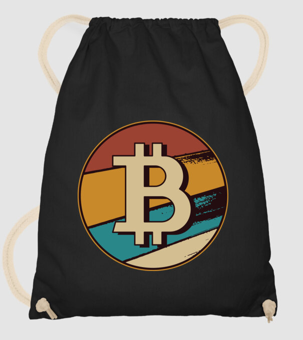Bitcoin retro model negru pe tricou