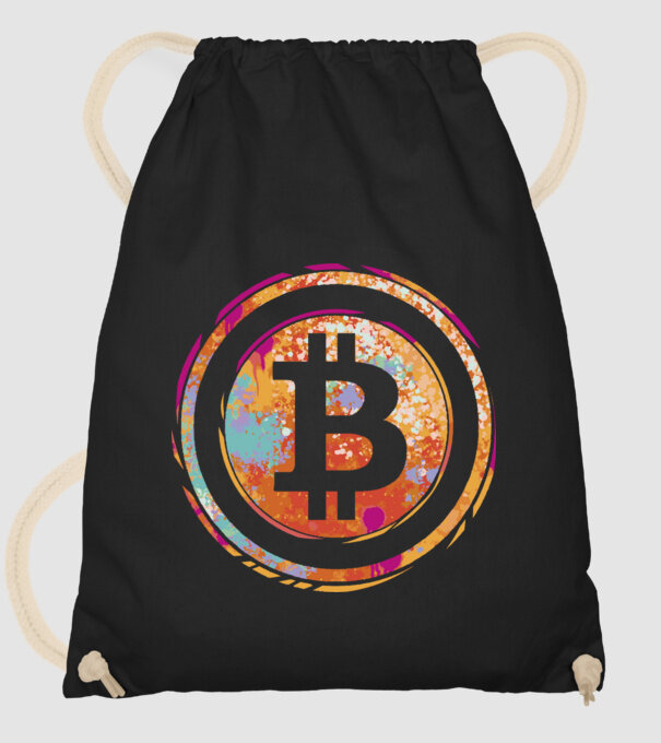Bitcoin Watercolor model negru pe tricou