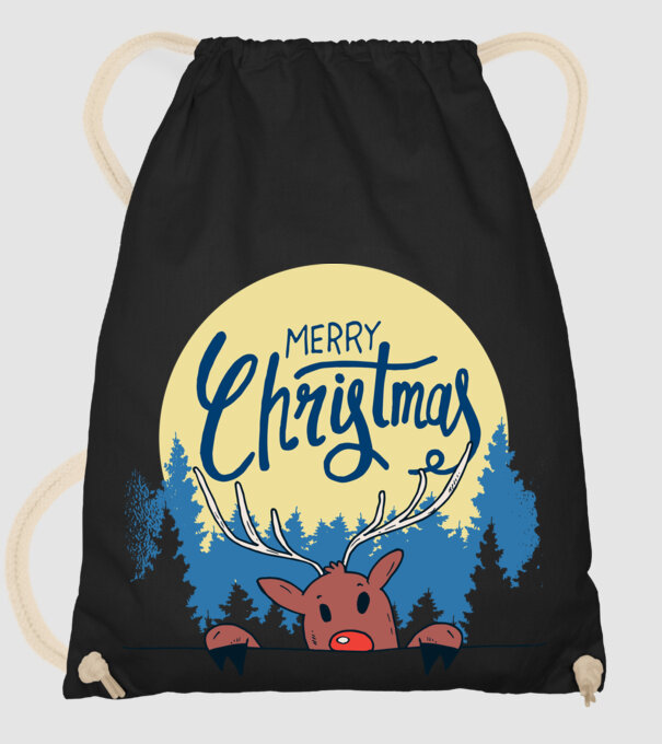 Crăciun Fericit Moș Crăciun cu ren model negru pe tricou