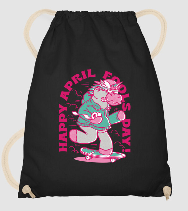 Ziua proștilor Unicorn model negru pe tricou