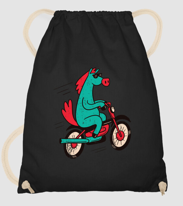 Cal cu bicicletă model negru pe tricou