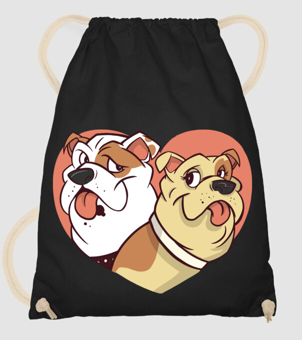 Dragoste Bulldog model negru pe tricou