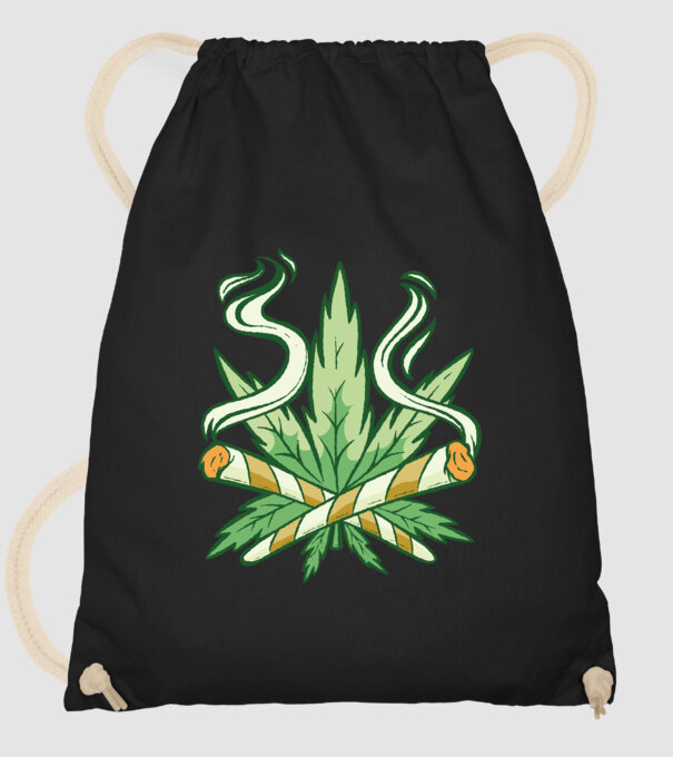 Cannabis Marijuana model negru pe tricou