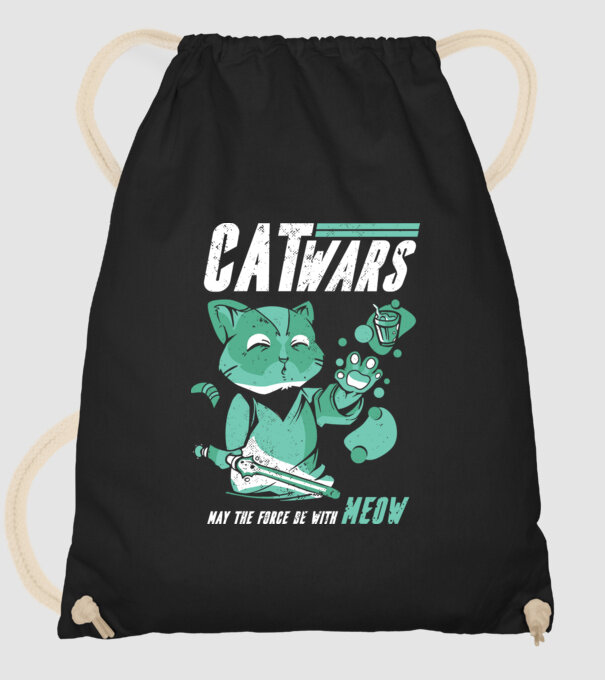 Cat wars - May the force be with meow model negru pe tricou