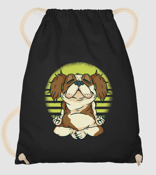 Cavalier King Spaniel Yoga model negru pe tricou