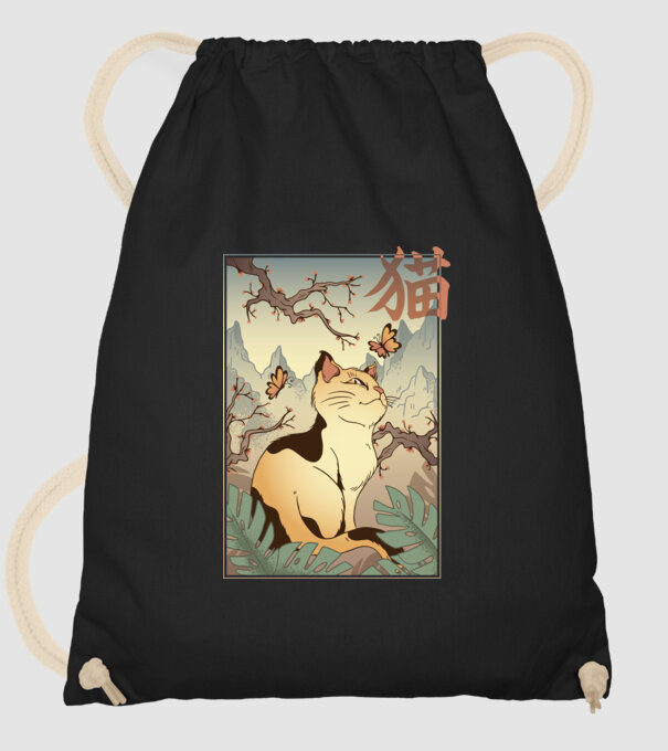 Pictură Pisică model negru pe tricou