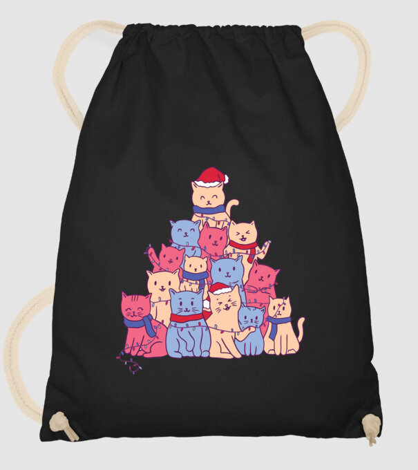 Pom de Crăciun Pisică model negru pe tricou