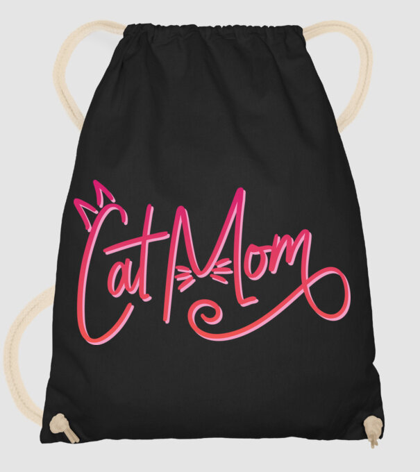 Mamă cu pisică model negru pe tricou