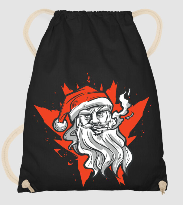 Moș Crăciun Fumător model negru pe tricou