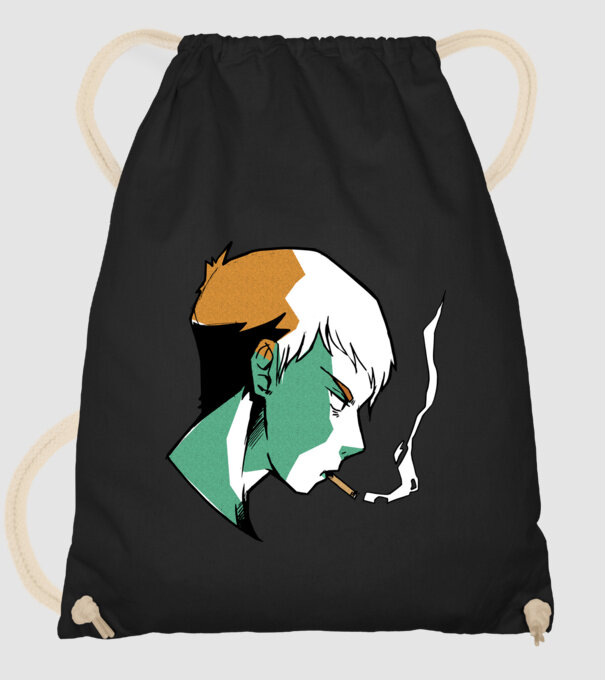 Anime băiat fumător model negru pe tricou