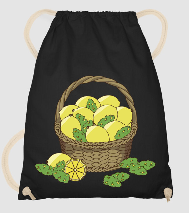 Coș de lămâi model negru pe tricou