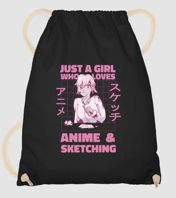 Doar o fată căreia îi place Anime și desenul model negru pe tricou