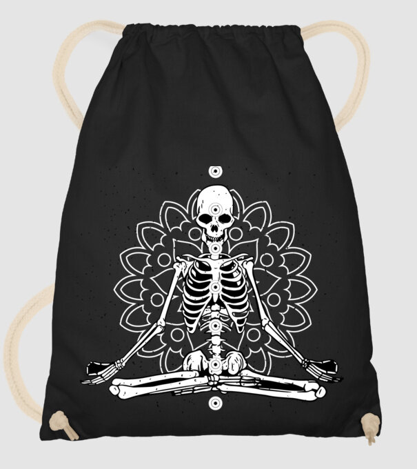 Schelet Yoga model negru pe tricou