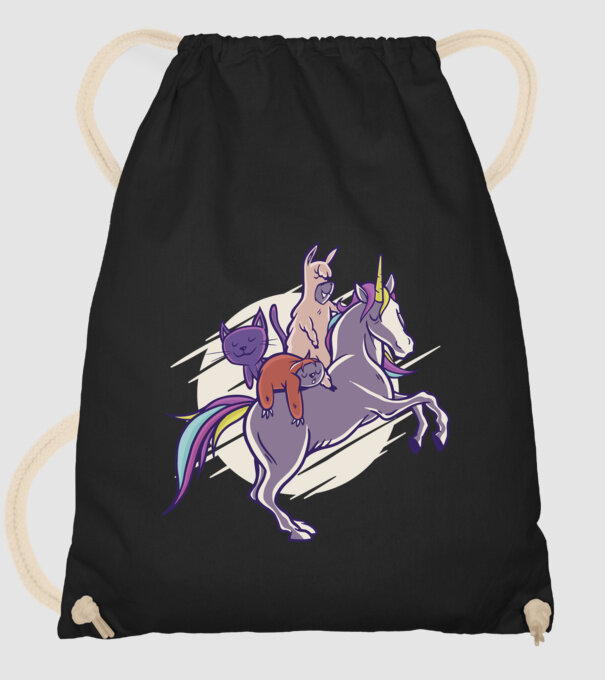 Animale drăguțe pe Unicorn model negru pe tricou