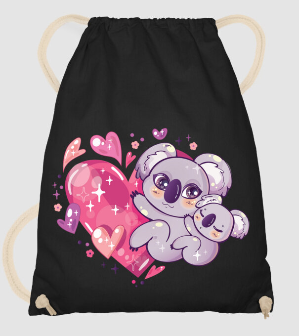 Koala drăguță Anime model negru pe tricou
