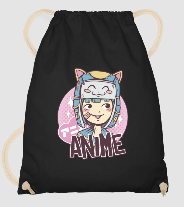 Fată drăguță Anime model negru pe tricou