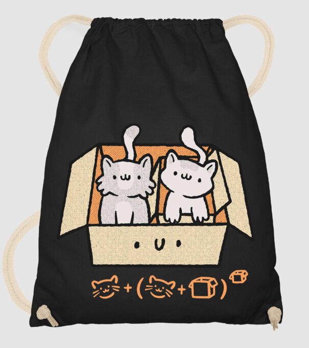 Cutie cu pisică drăguță model negru pe tricou