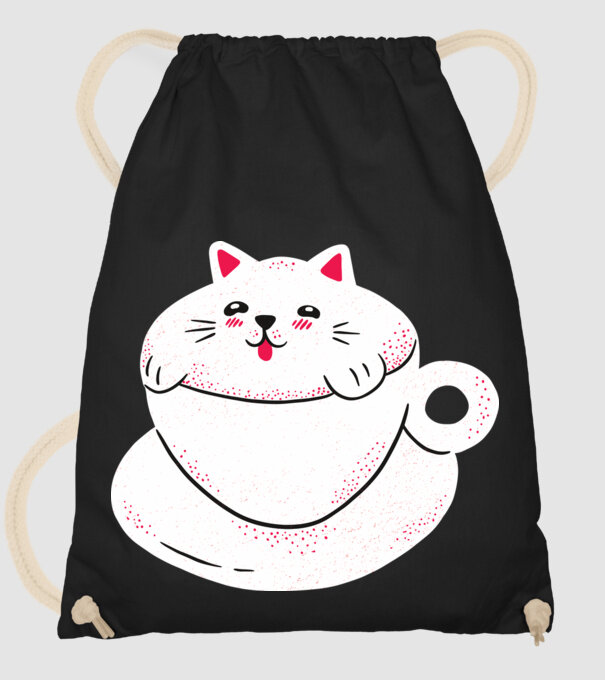 Tricou cafea cu pisică drăguță model negru pe tricou
