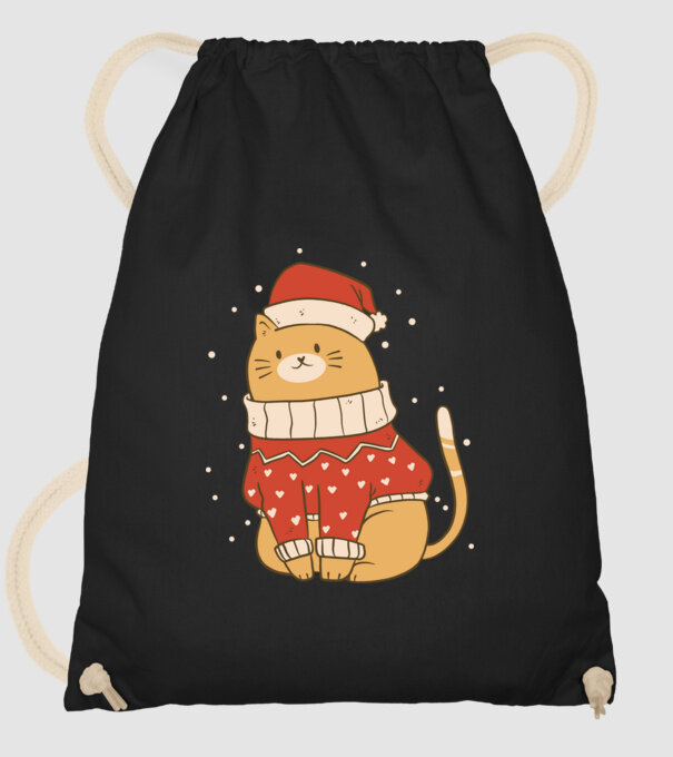 Pisică drăguță de Crăciun model negru pe tricou