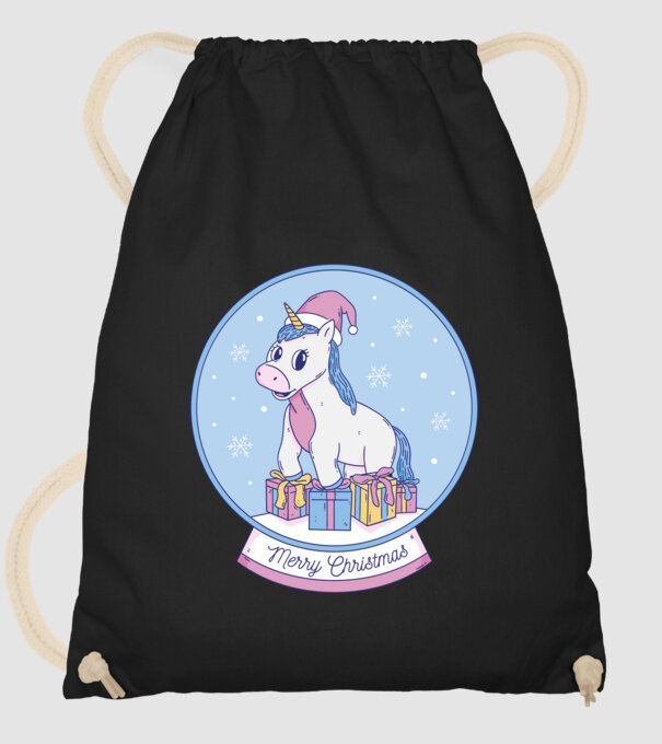 Glob de zăpadă drăguț, de Crăciun, cu Unicorn model negru pe tricou