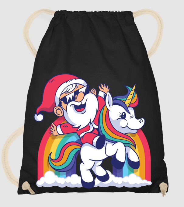 Moș Crăciun Drăguț Unicorn tricou model negru pe tricou
