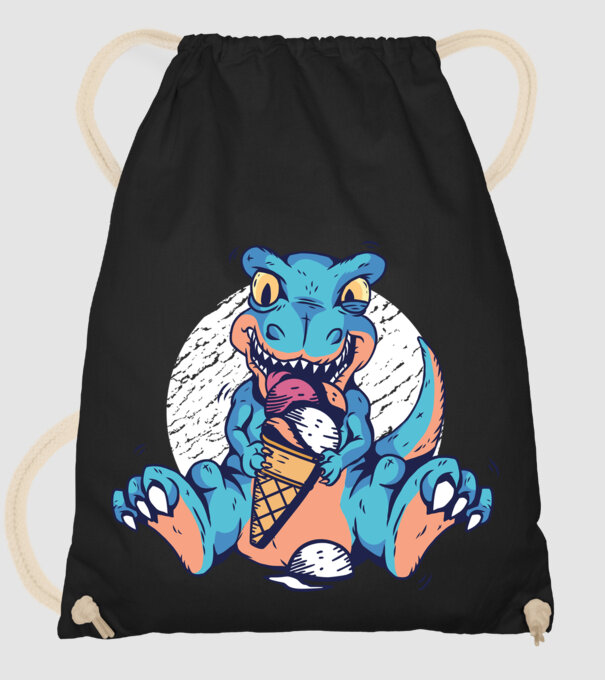 T-rex drăguț cu înghețată model negru pe tricou
