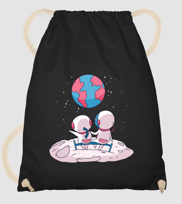 Astronauți drăguți model negru pe tricou