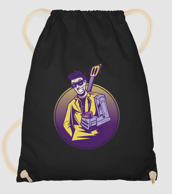 Chitarist Cyberpunk model negru pe tricou