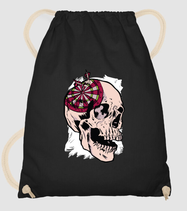 Craniu Darts model negru pe tricou