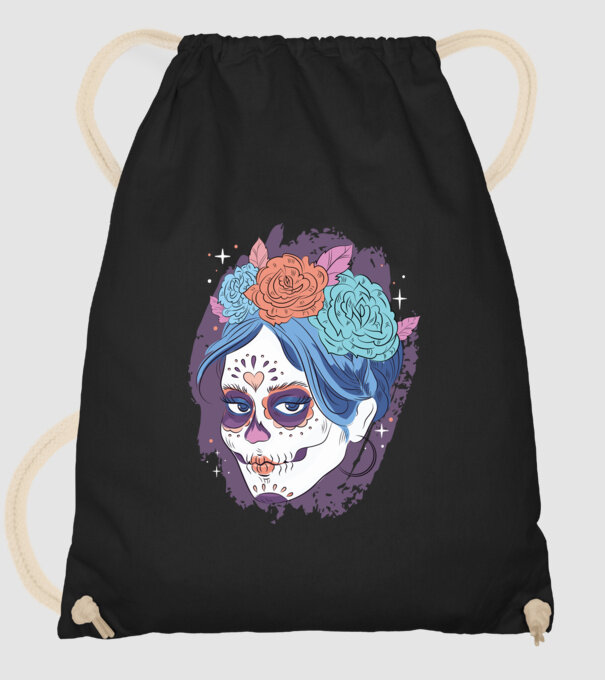 Dia de Los Muertos - Craniu cu flori model negru pe tricou