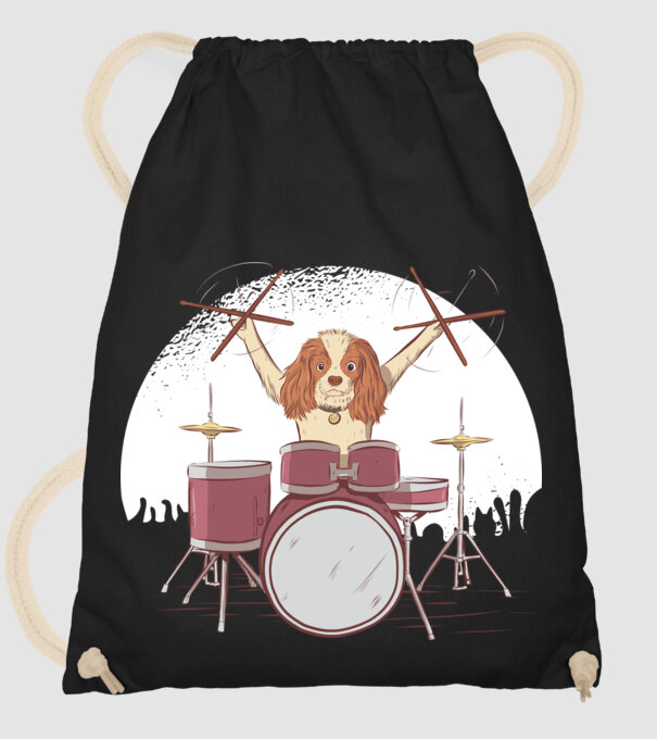 Câine Baterist model negru pe tricou