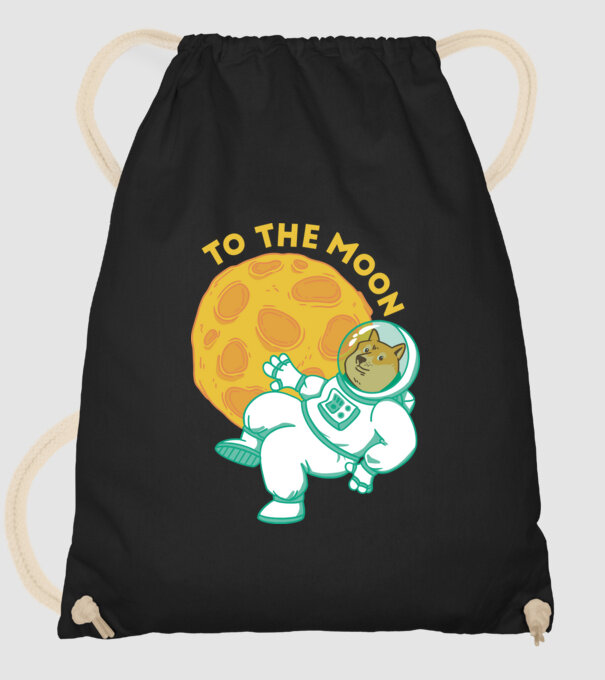 Dogecoin to the moon model negru pe tricou