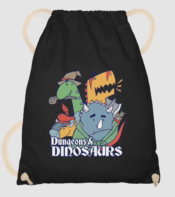 Dungeons and Dinosaurs model negru pe tricou