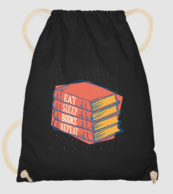 Eat Sleep Books Repeat Lectură model negru pe tricou