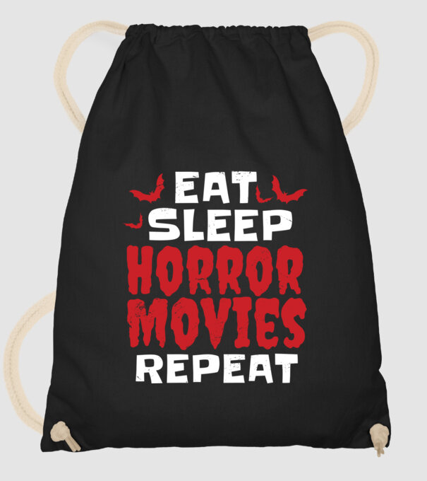 Eat Sleep Horror Movies Repeat model negru pe tricou