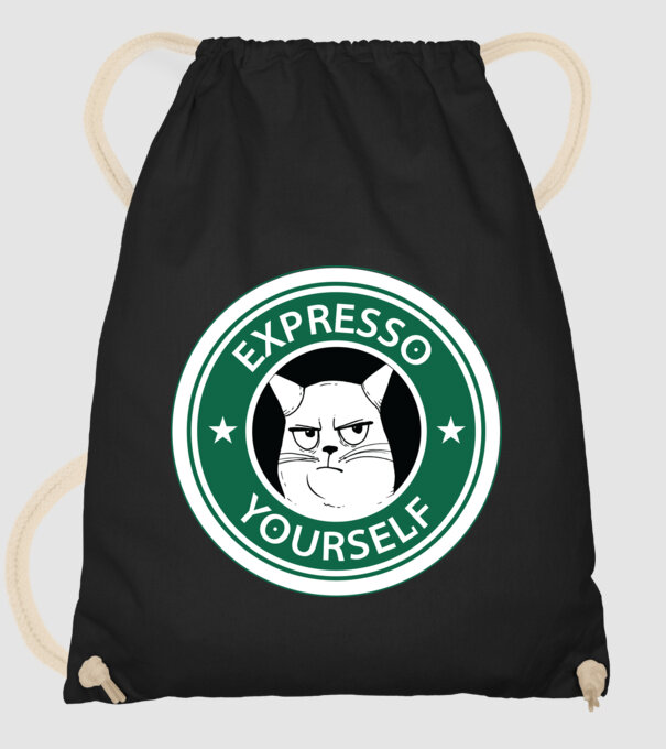 Expresso Yourself tricou Pisică cu cafea model negru pe tricou