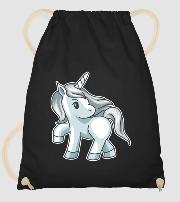 Unicorn de argint model negru pe tricou