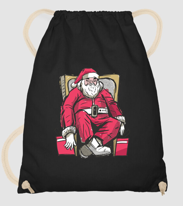 Moș Crăciun Obosit model negru pe tricou