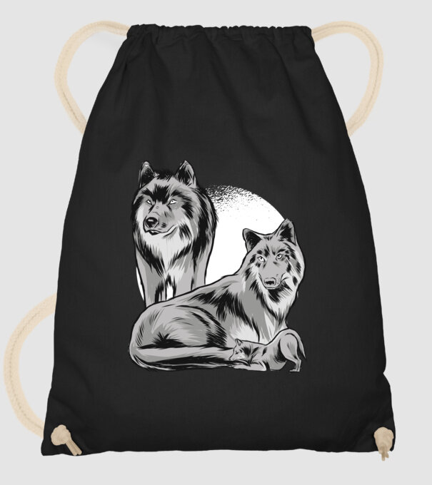 Familie de lupi model negru pe tricou
