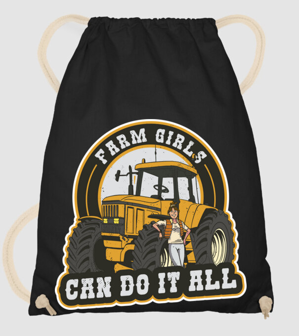Farm Girls can do it all Tractor model negru pe tricou
