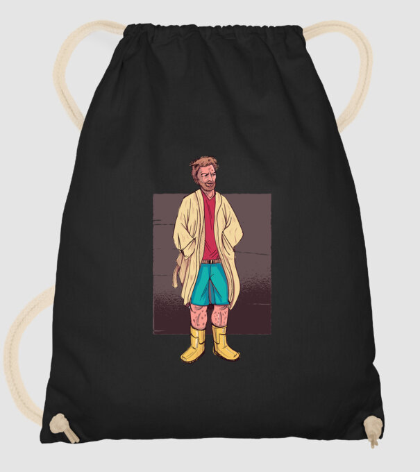 Bărbat în halat model negru pe tricou