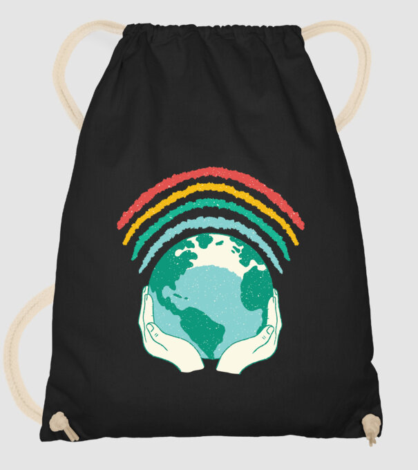 Pământ Wifi Curcubeu model negru pe tricou