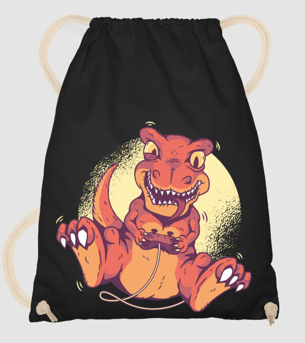 Dinozaur Gamer tricou model negru pe tricou