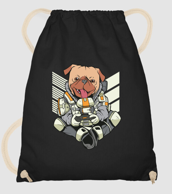 Mops Gamer model negru pe tricou