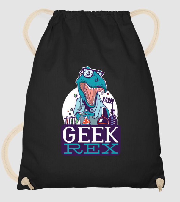 Geek Rex dinozaur tricou model negru pe tricou