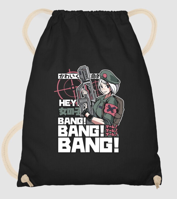 Fată Anime Gerilla model negru pe tricou