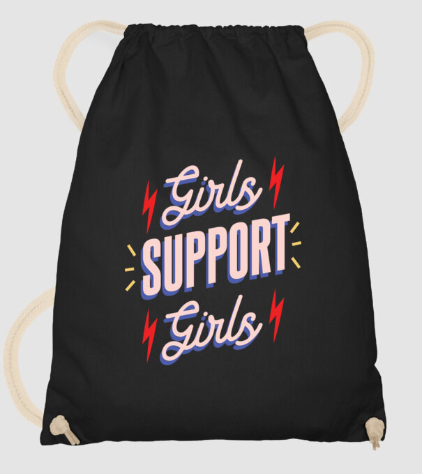 Girls Support Girls Ziua Femeii model negru pe tricou