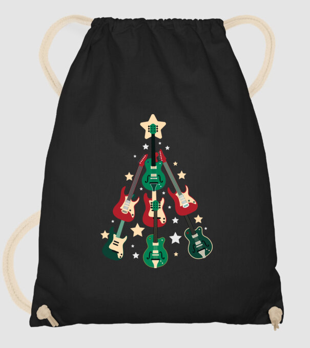 Pom de Crăciun Chitară model negru pe tricou