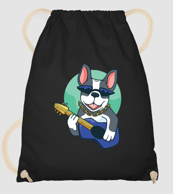 Bulldog Chitarist model negru pe tricou