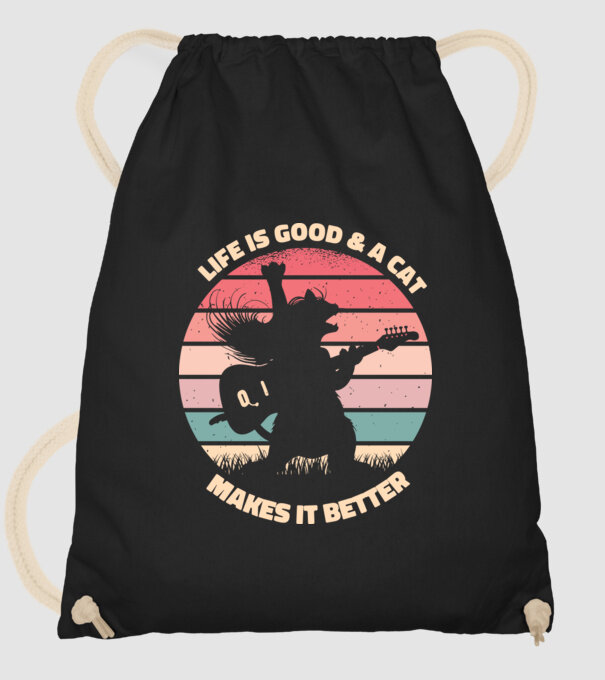 Pisică Chitaristă model negru pe tricou